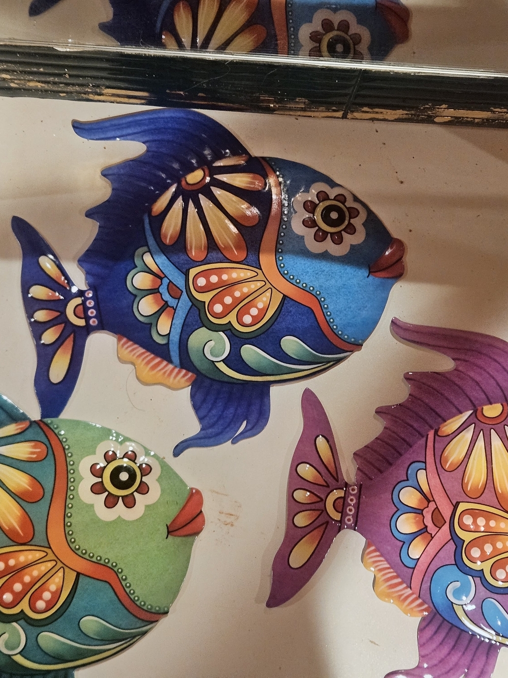 Telavera Hand Painted Decorative Colorful Fish. Metal Decore